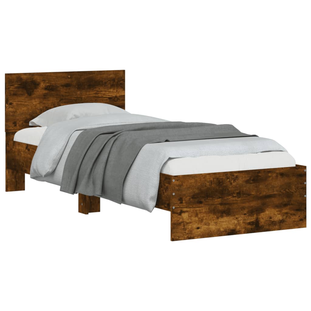 Smoked Oak LED Bed Frame 75x190 cm – Small Single, No Mattress