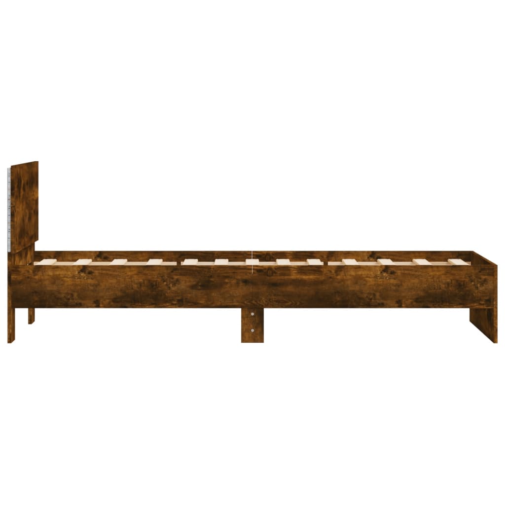 Smoked Oak LED Bed Frame 75x190 cm – Small Single, No Mattress