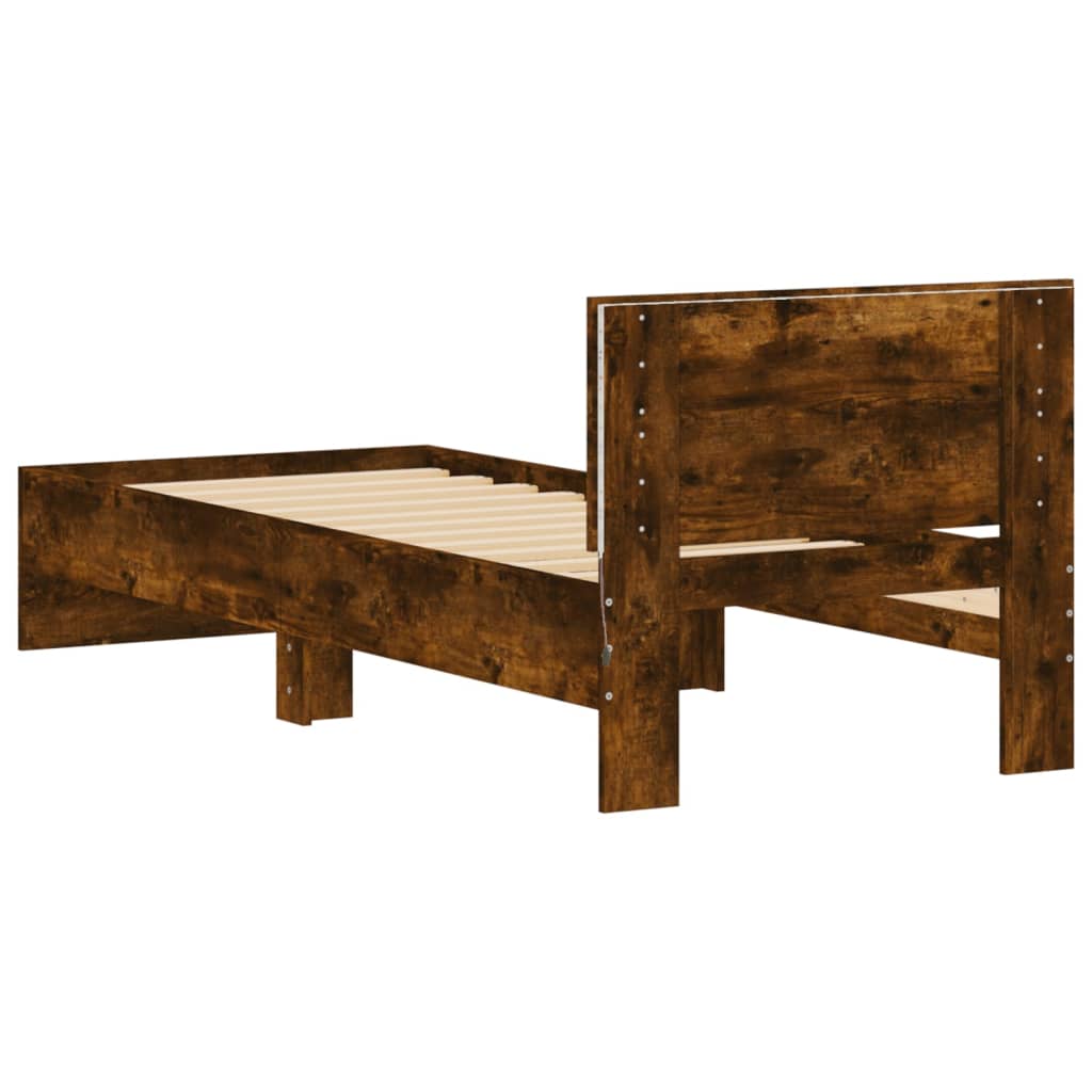 Smoked Oak LED Bed Frame 75x190 cm – Small Single, No Mattress