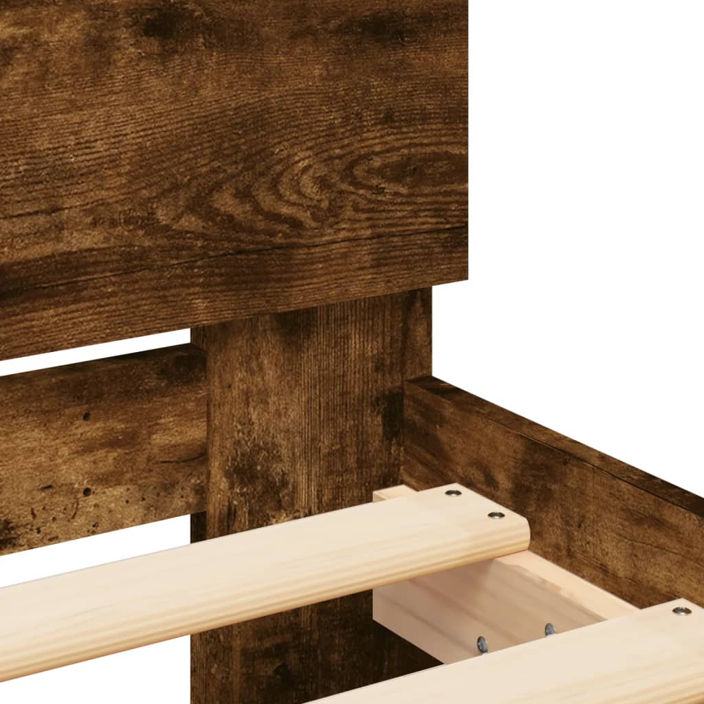 Smoked Oak LED Bed Frame 75x190 cm – Small Single, No Mattress
