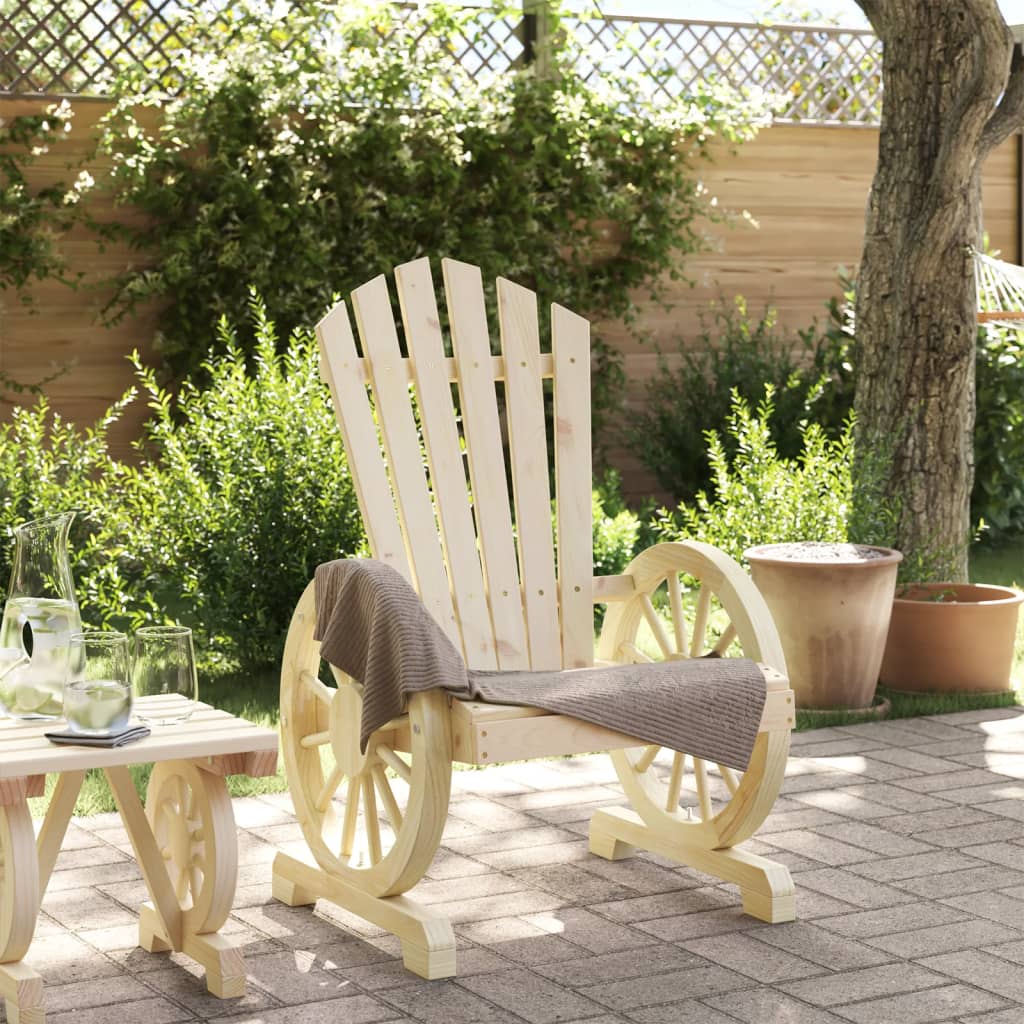 Solid Fir Wood Adirondack Chair for Garden - Natural Finish