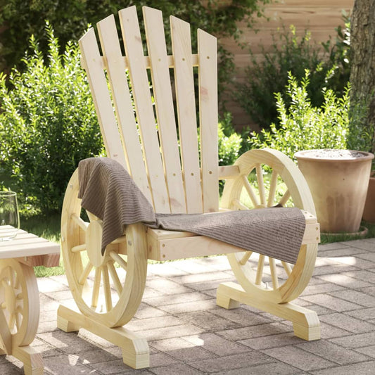 Solid Fir Wood Adirondack Chair for Garden - Natural Finish
