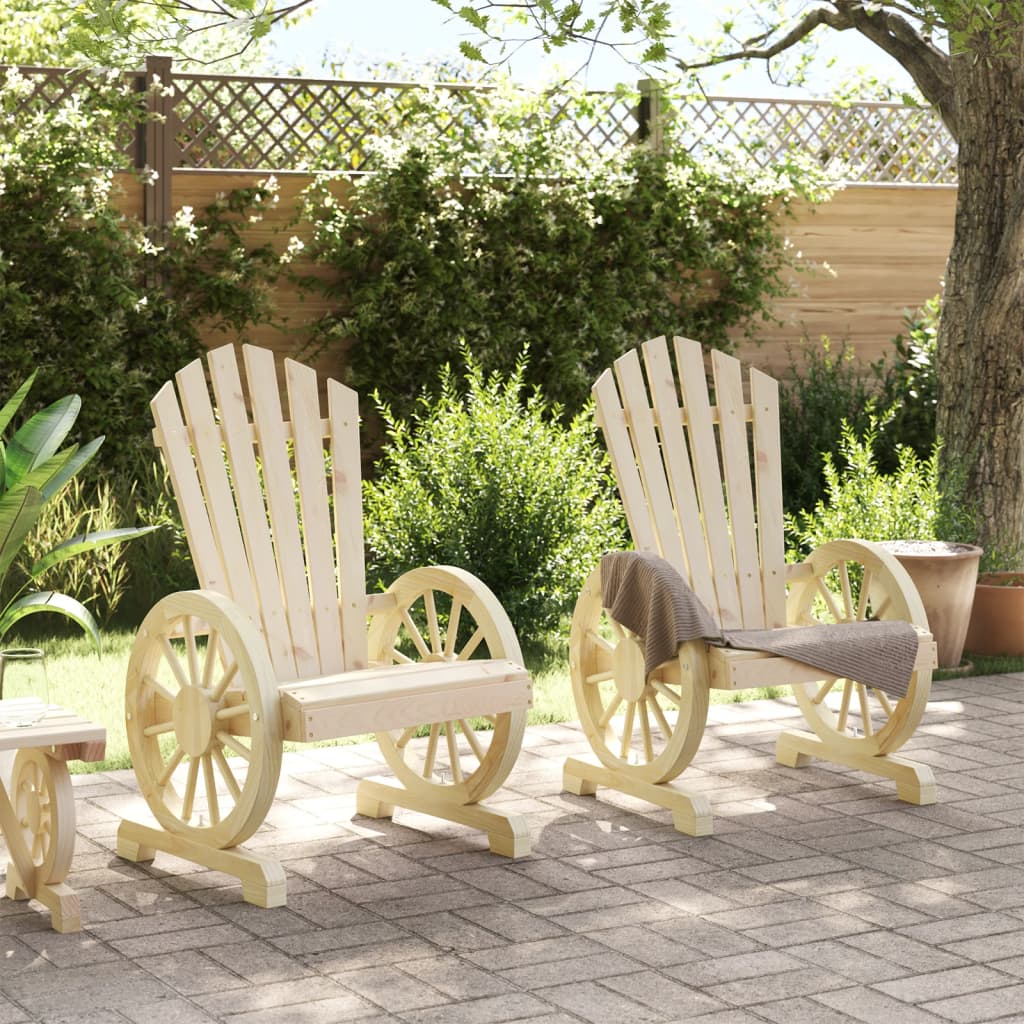 Solid Wood Fir Garden Adirondack Chairs Set of 2 - Durable & Stylish