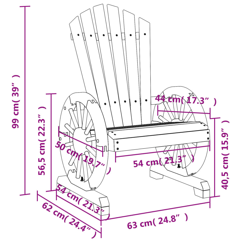 Solid Wood Fir Garden Adirondack Chairs Set of 2 - Durable & Stylish