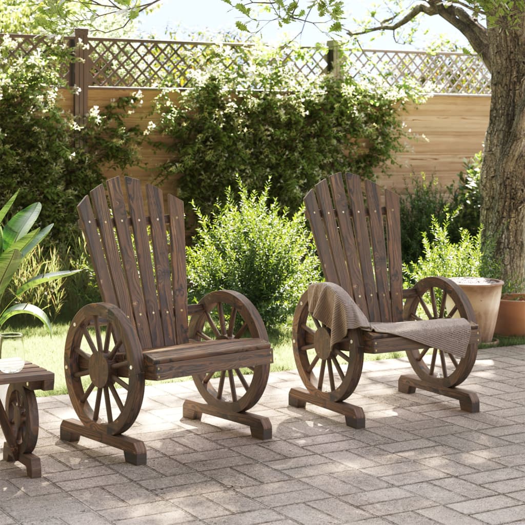 2-Piece Solid Fir Wood Adirondack Chairs for Garden Relaxation