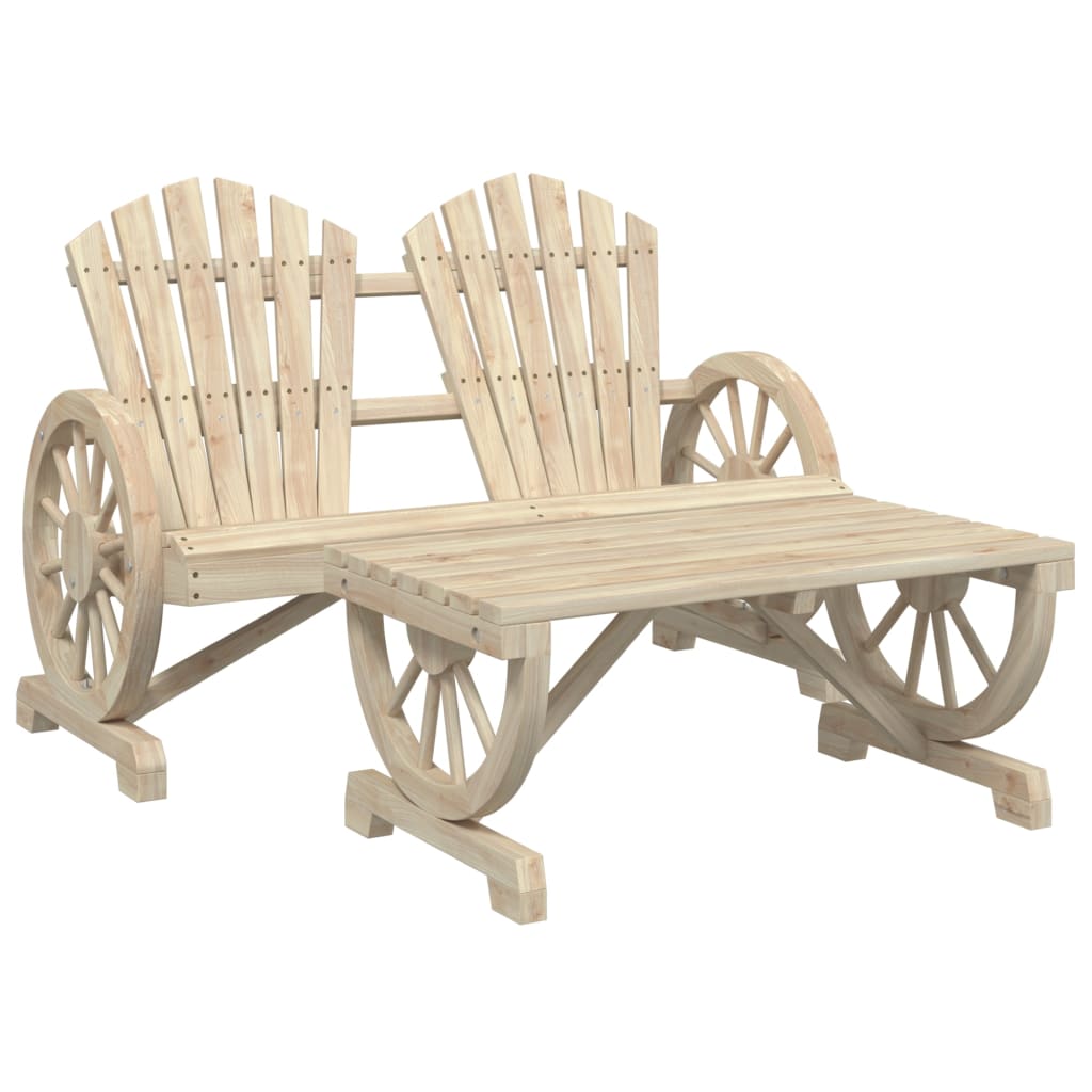 Solid Fir Wood 2-Piece Garden Lounge Set - Elegant Outdoor Relaxation