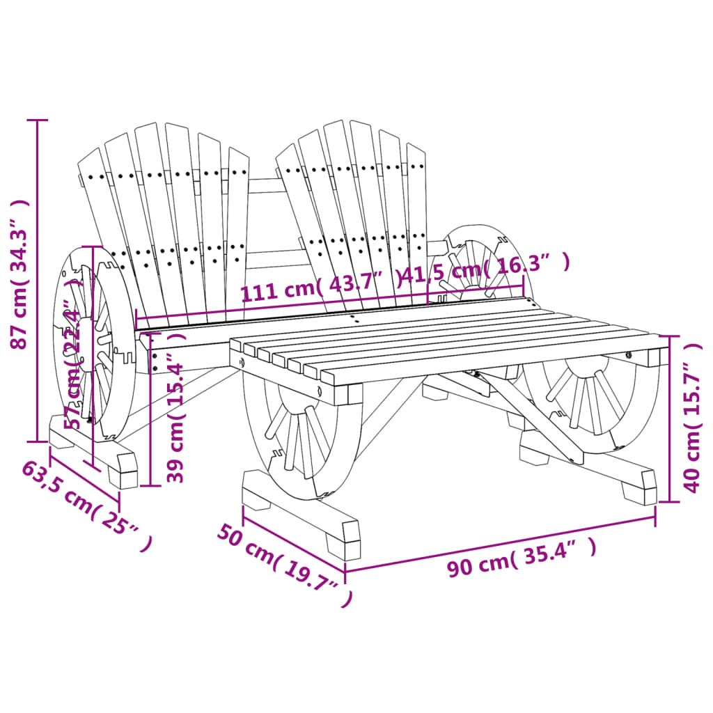 Solid Wood Fir 2-Piece Garden Lounge Set - Stylish & Durable