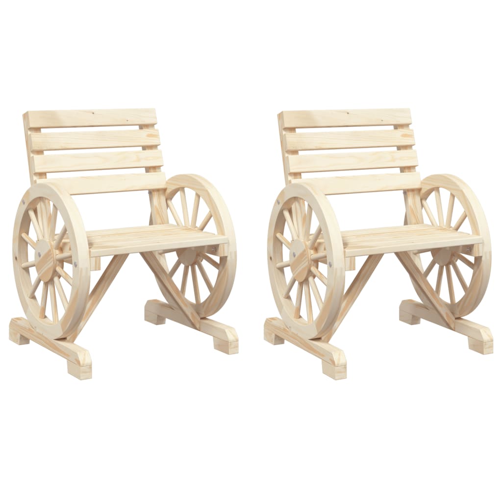 Solid Wood Fir Garden Chairs Set, 2 pcs, 58x58x78.5 cm