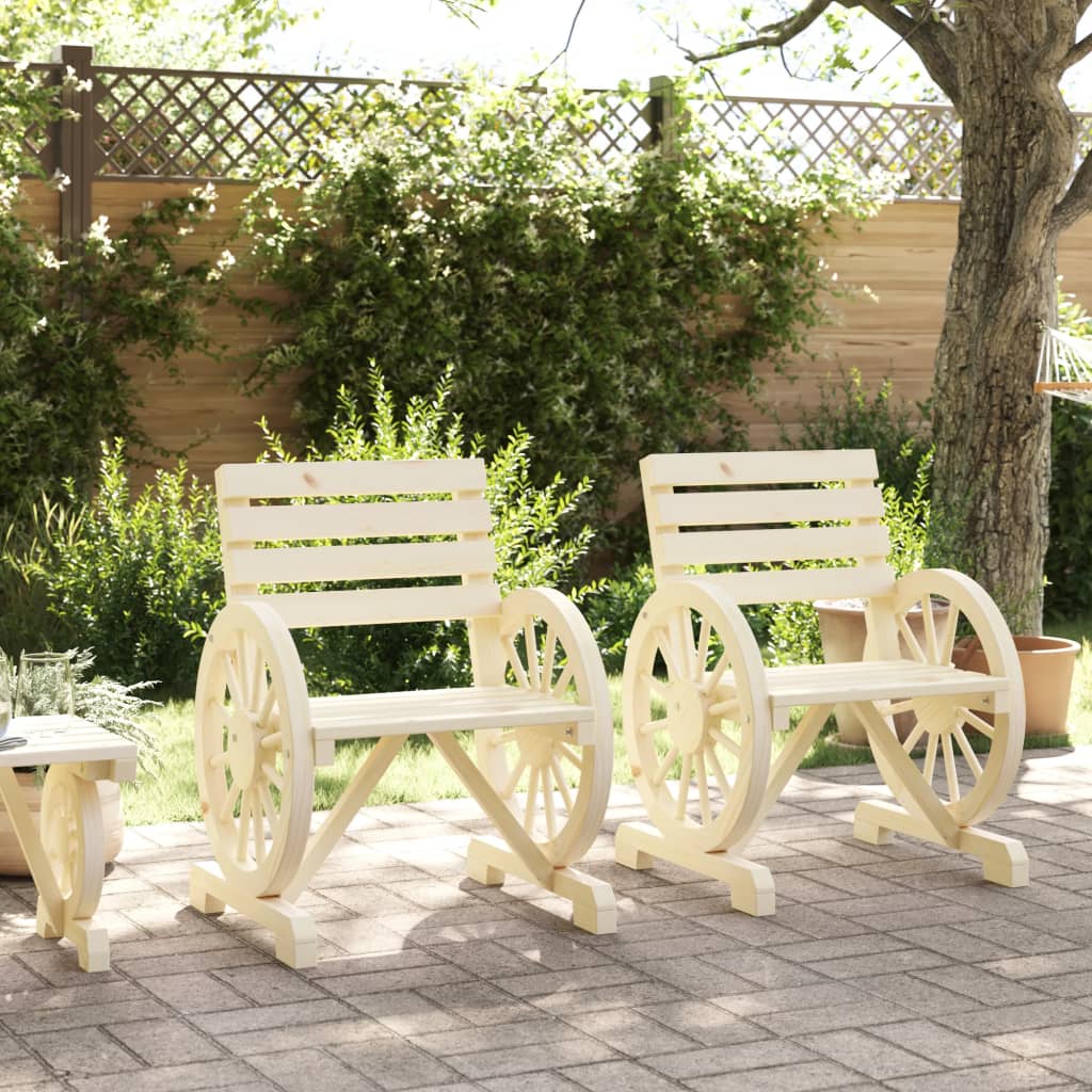 Solid Wood Fir Garden Chairs Set, 2 pcs, 58x58x78.5 cm