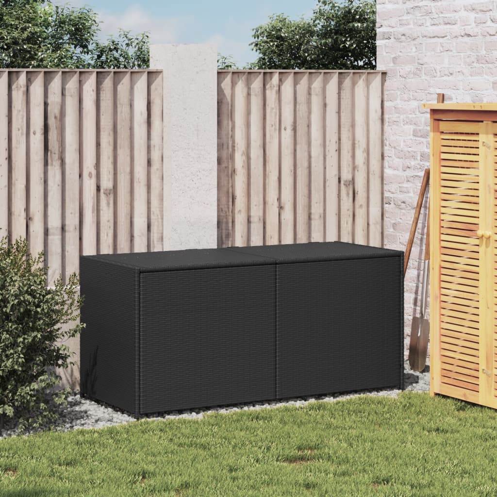 Black Poly Rattan Garden Storage Box - 283L Capacity