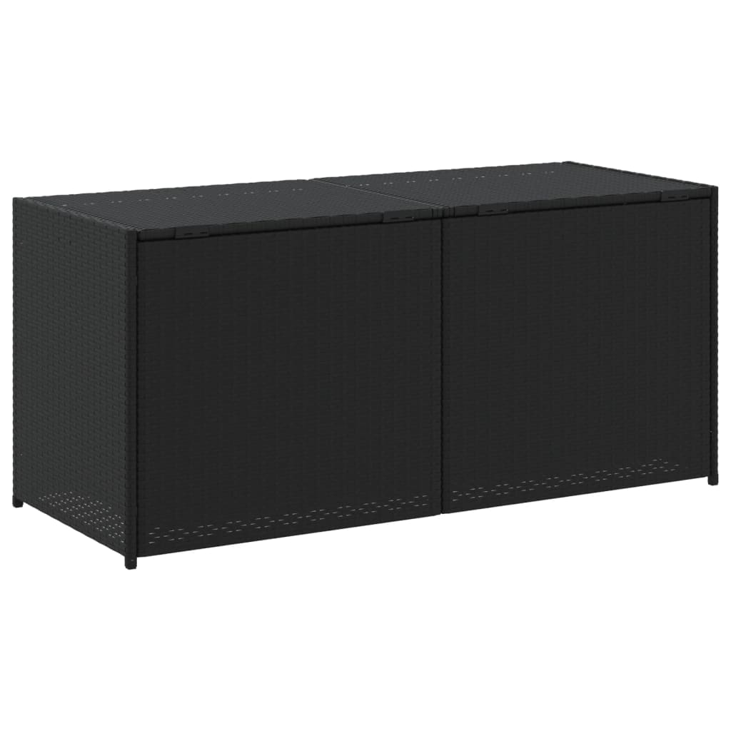 Black Poly Rattan Garden Storage Box - 283L Capacity