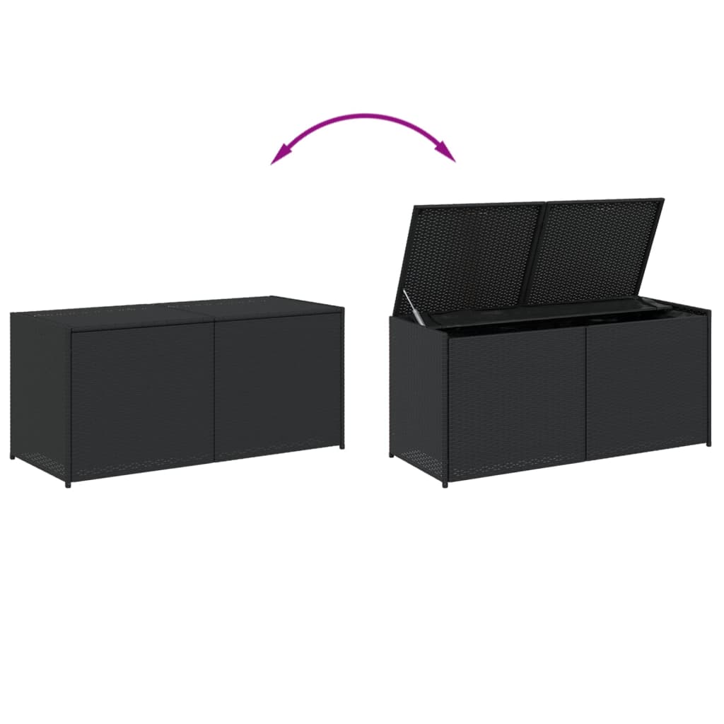 Black Poly Rattan Garden Storage Box - 283L Capacity