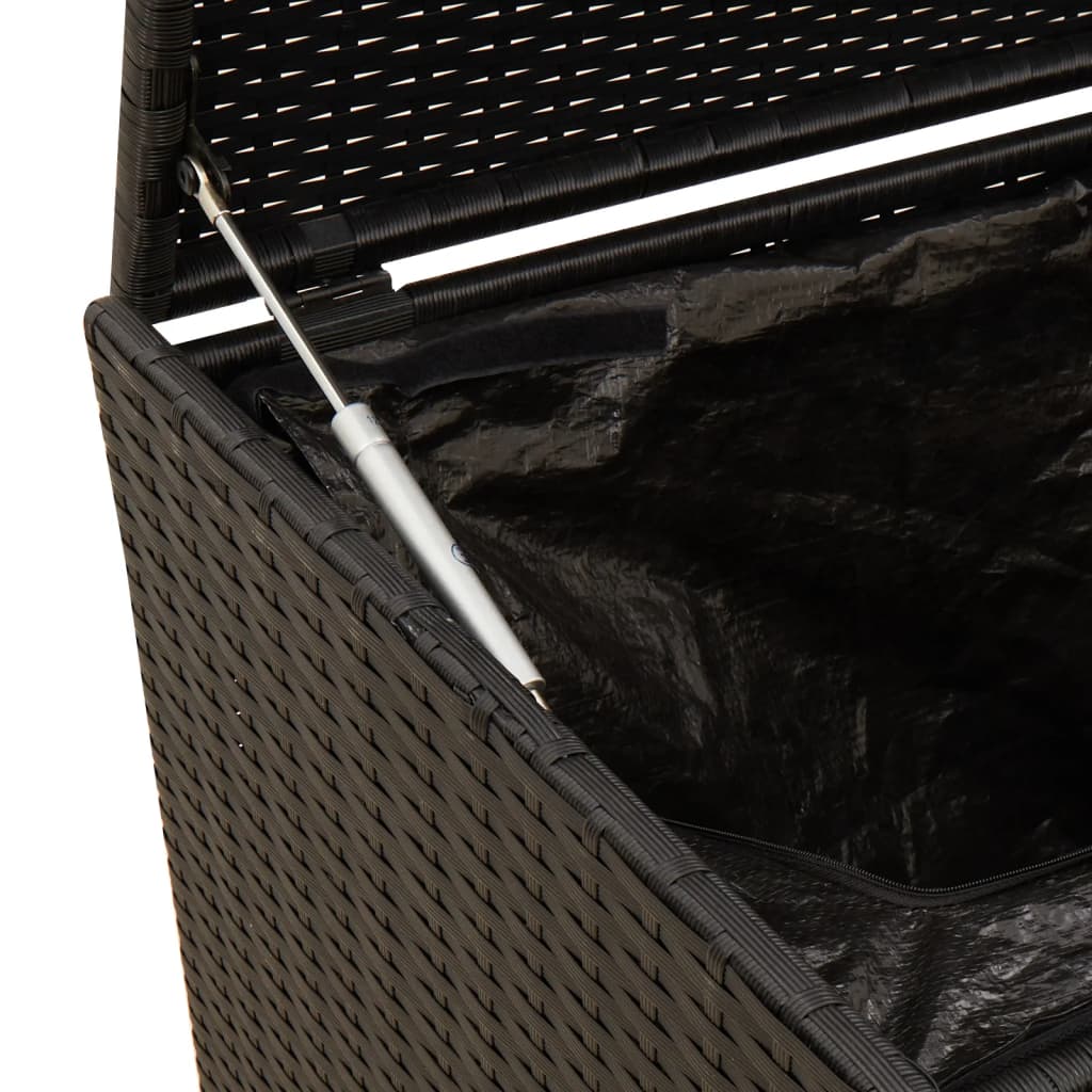Black Poly Rattan Garden Storage Box - 283L Capacity