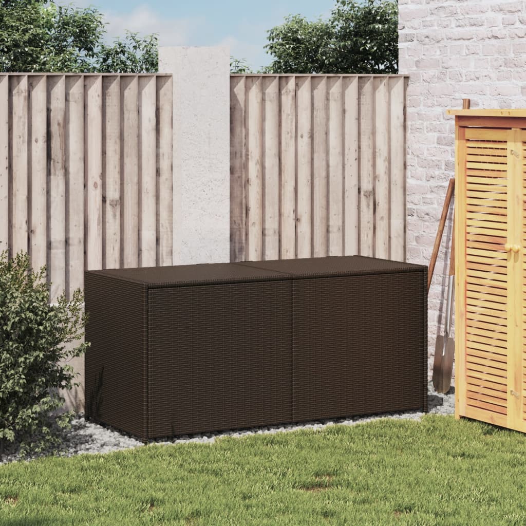 Brown Poly Rattan Garden Storage Box - 283L Capacity