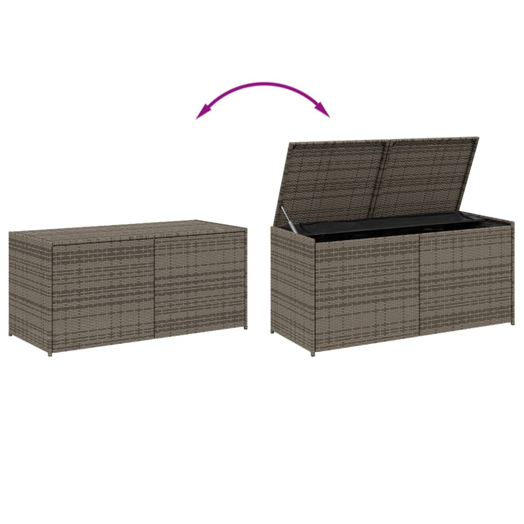 Grey Poly Rattan Garden Storage Box - 283L Capacity