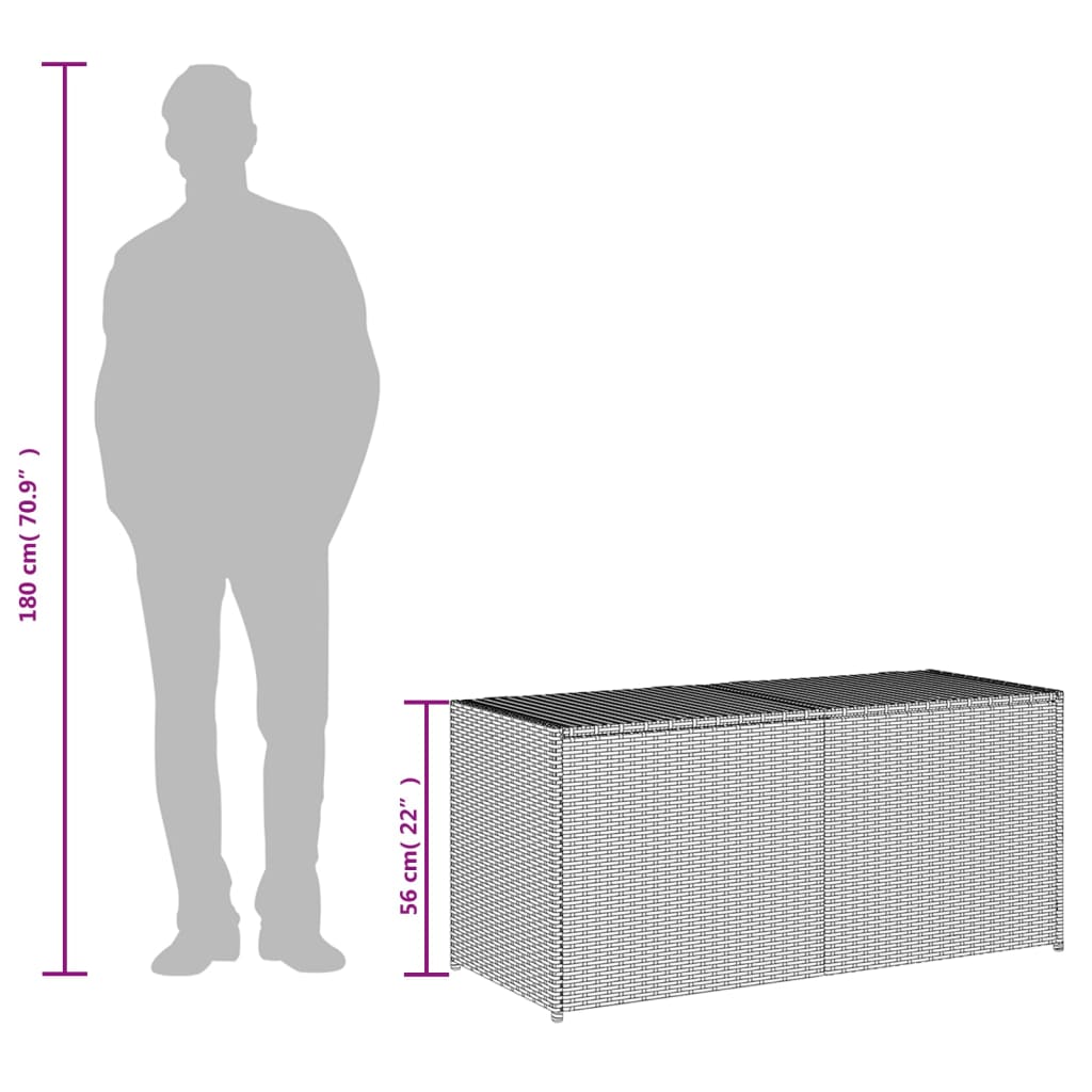 Grey Poly Rattan Garden Storage Box - 283L Capacity