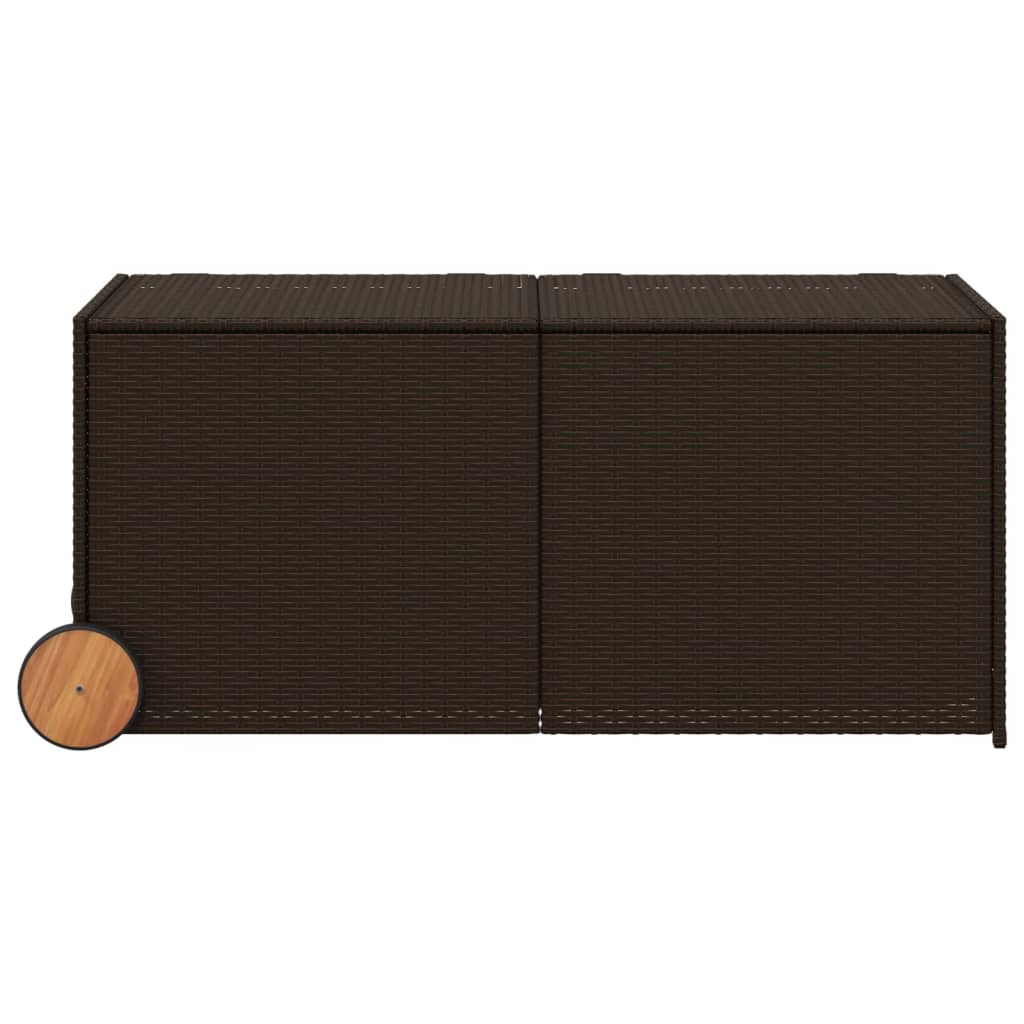 Brown Poly Rattan Garden Storage Box with Wheels - 283L Capacity