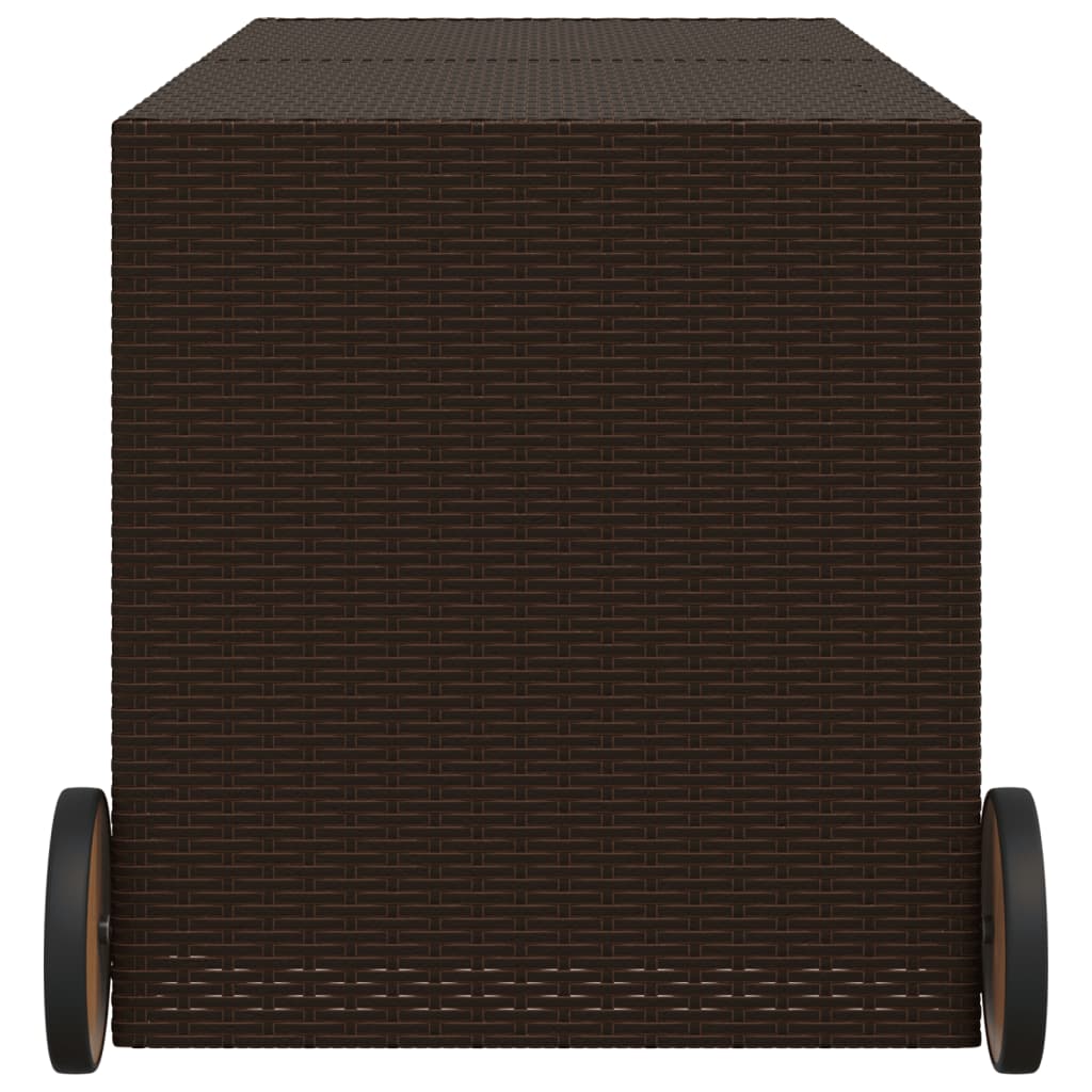 Brown Poly Rattan Garden Storage Box with Wheels - 283L Capacity