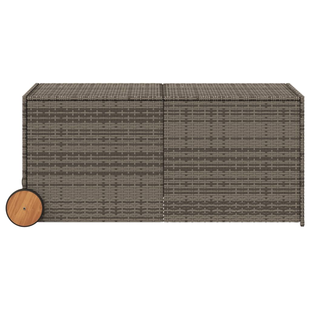 Grey Poly Rattan Garden Storage Box with Wheels - 283L Capacity