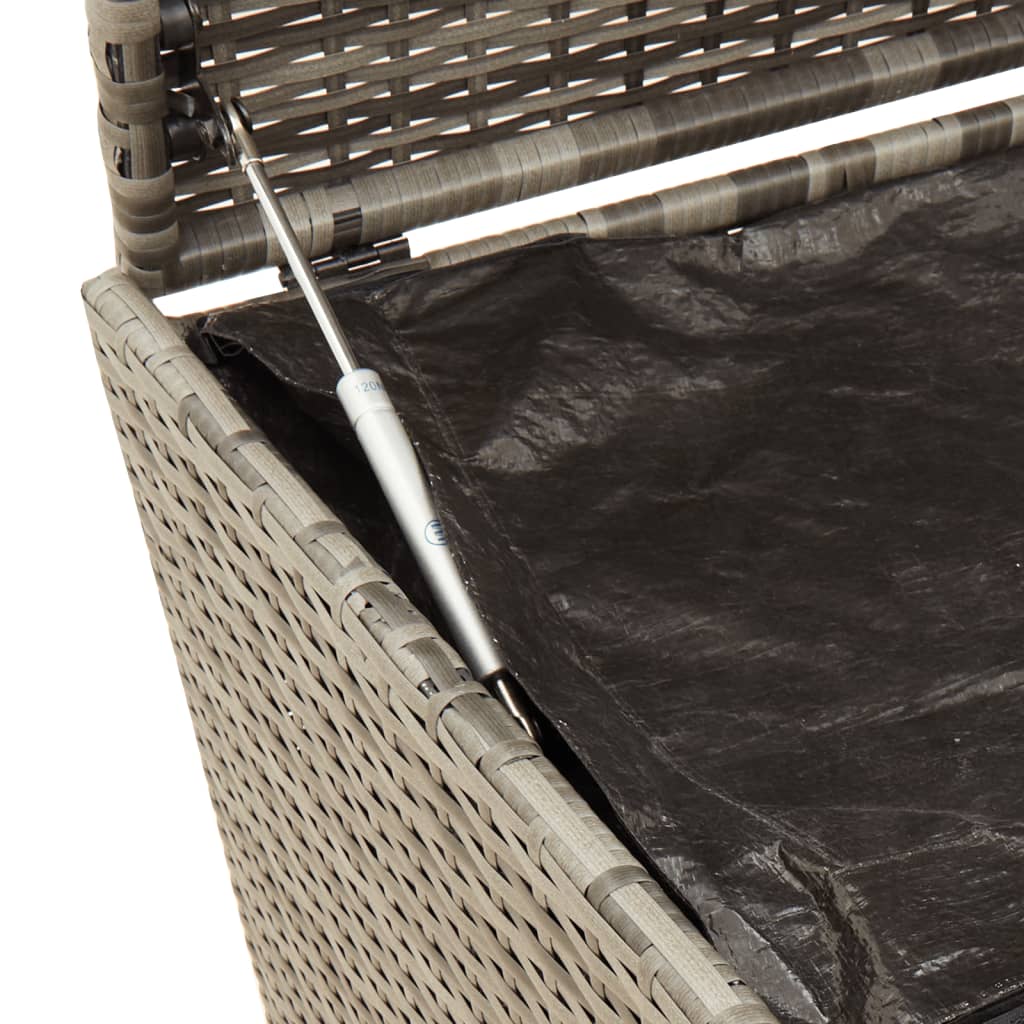Grey Poly Rattan Garden Storage Box with Wheels - 283L Capacity