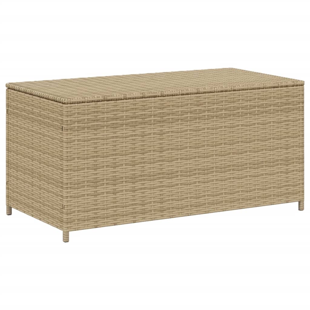 Beige Poly Rattan Garden Storage Box - 190L Capacity