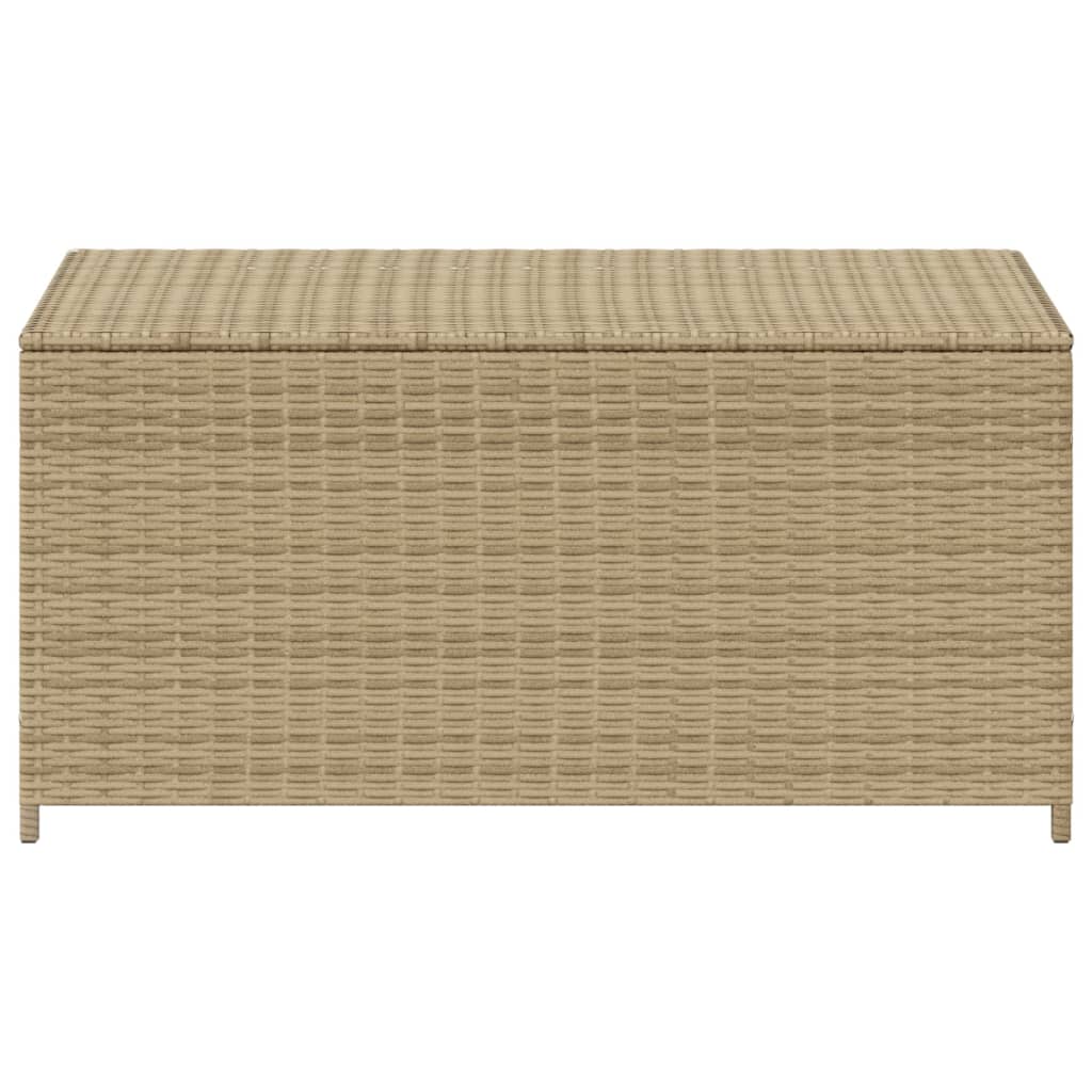 Beige Poly Rattan Garden Storage Box - 190L Capacity