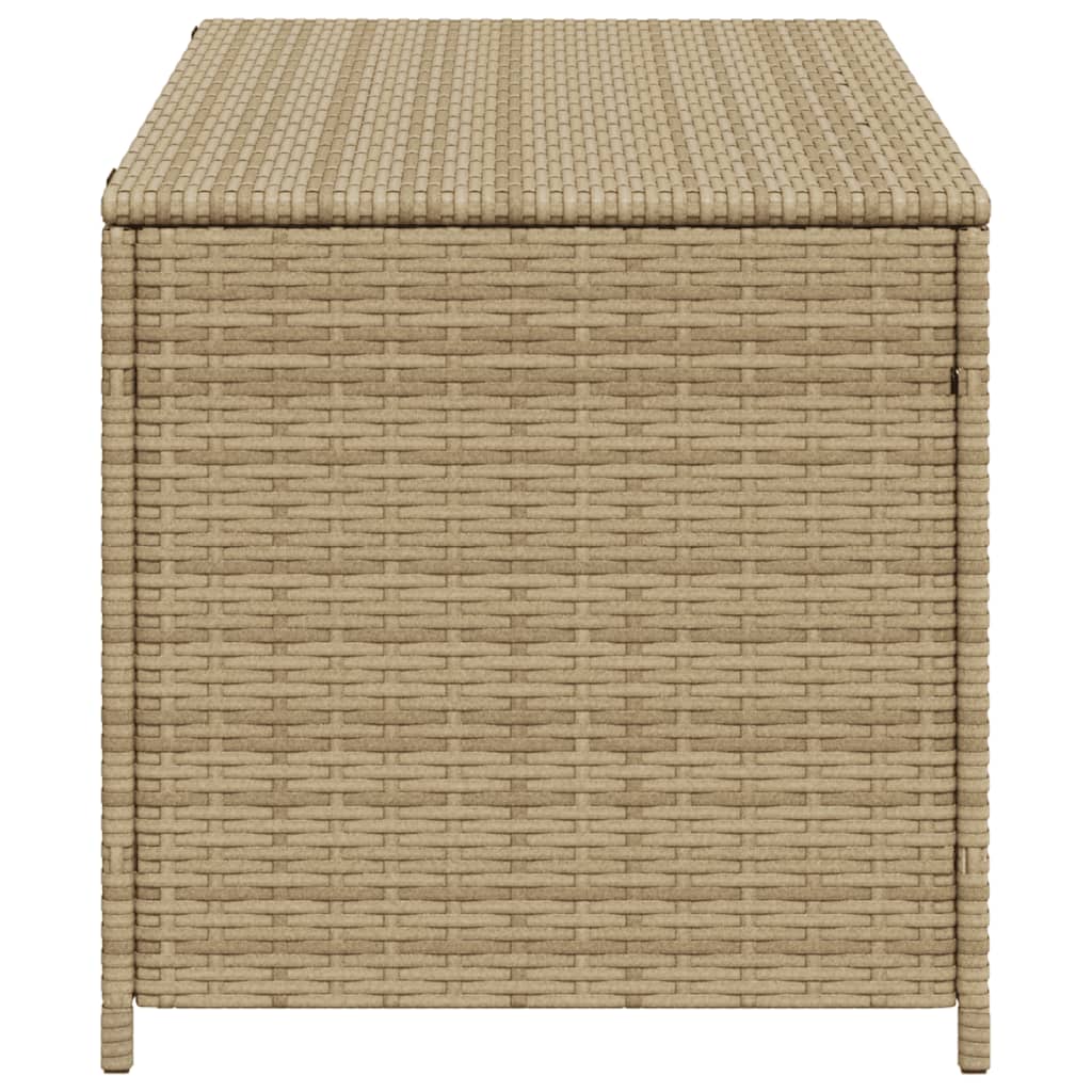 Beige Poly Rattan Garden Storage Box - 190L Capacity