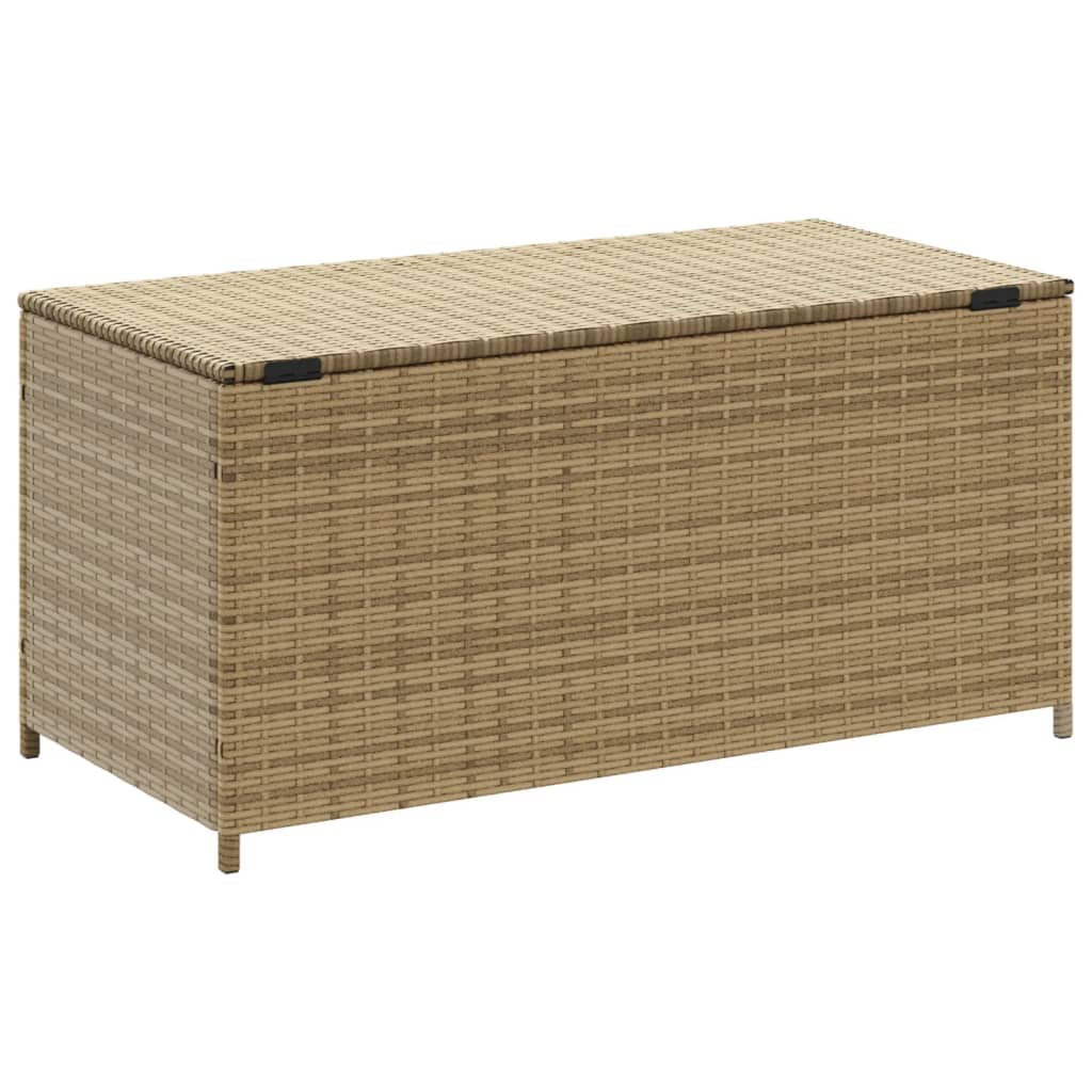 Beige Poly Rattan Garden Storage Box - 190L Capacity