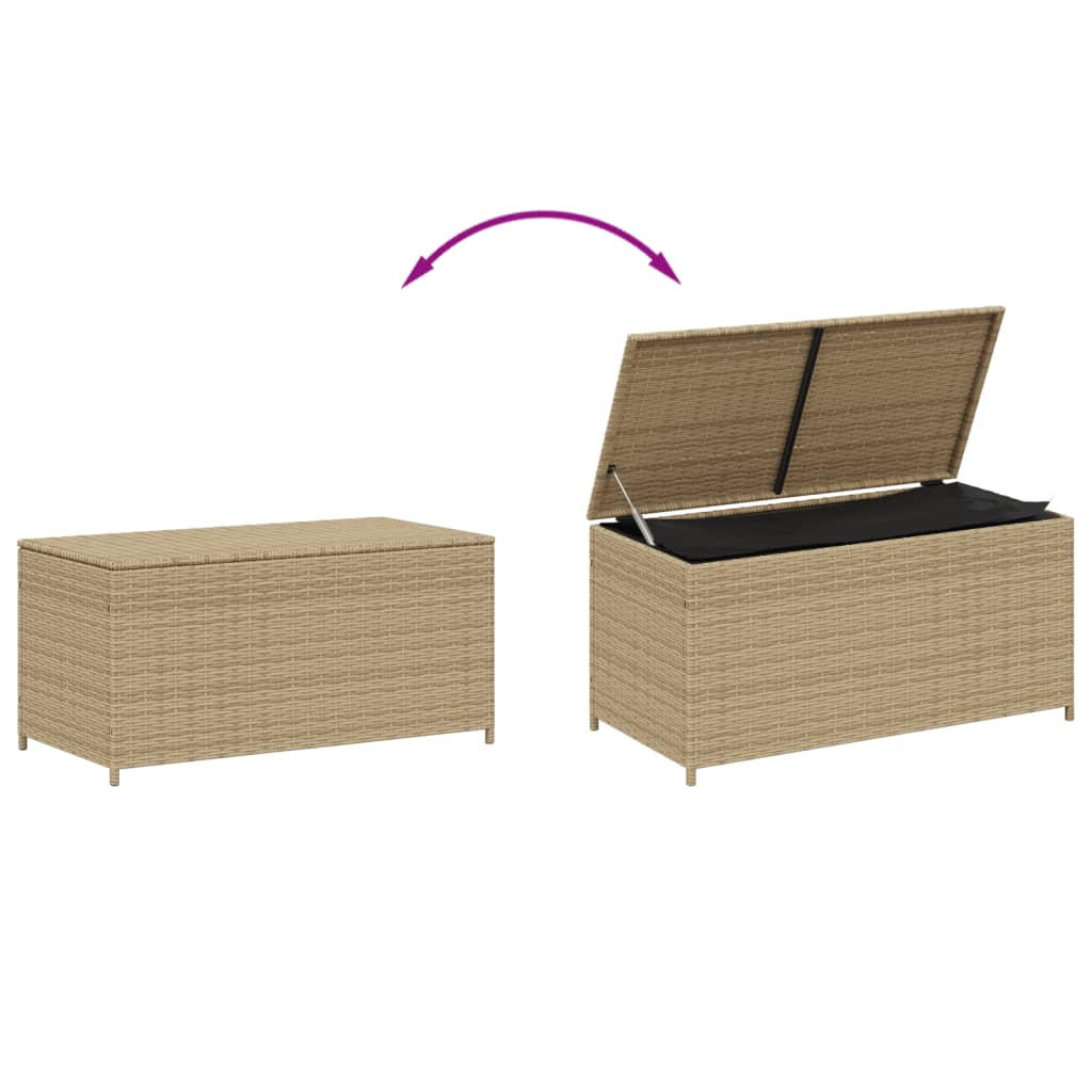 Beige Poly Rattan Garden Storage Box - 190L Capacity