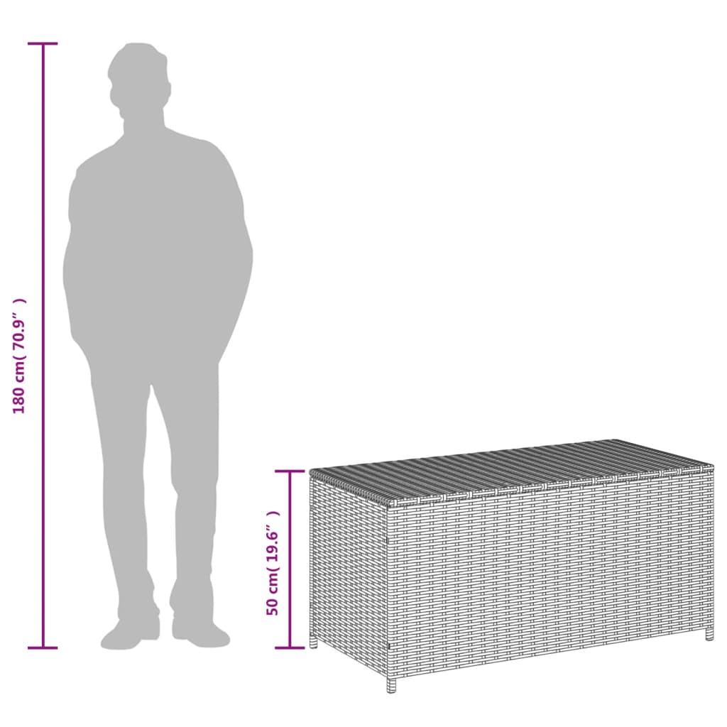 Beige Poly Rattan Garden Storage Box - 190L Capacity