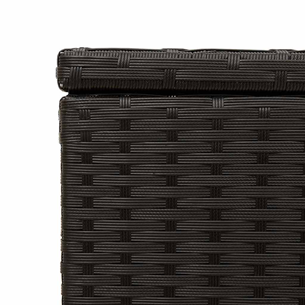 Black Poly Rattan Garden Storage Box with Wheels, 190L Capacity