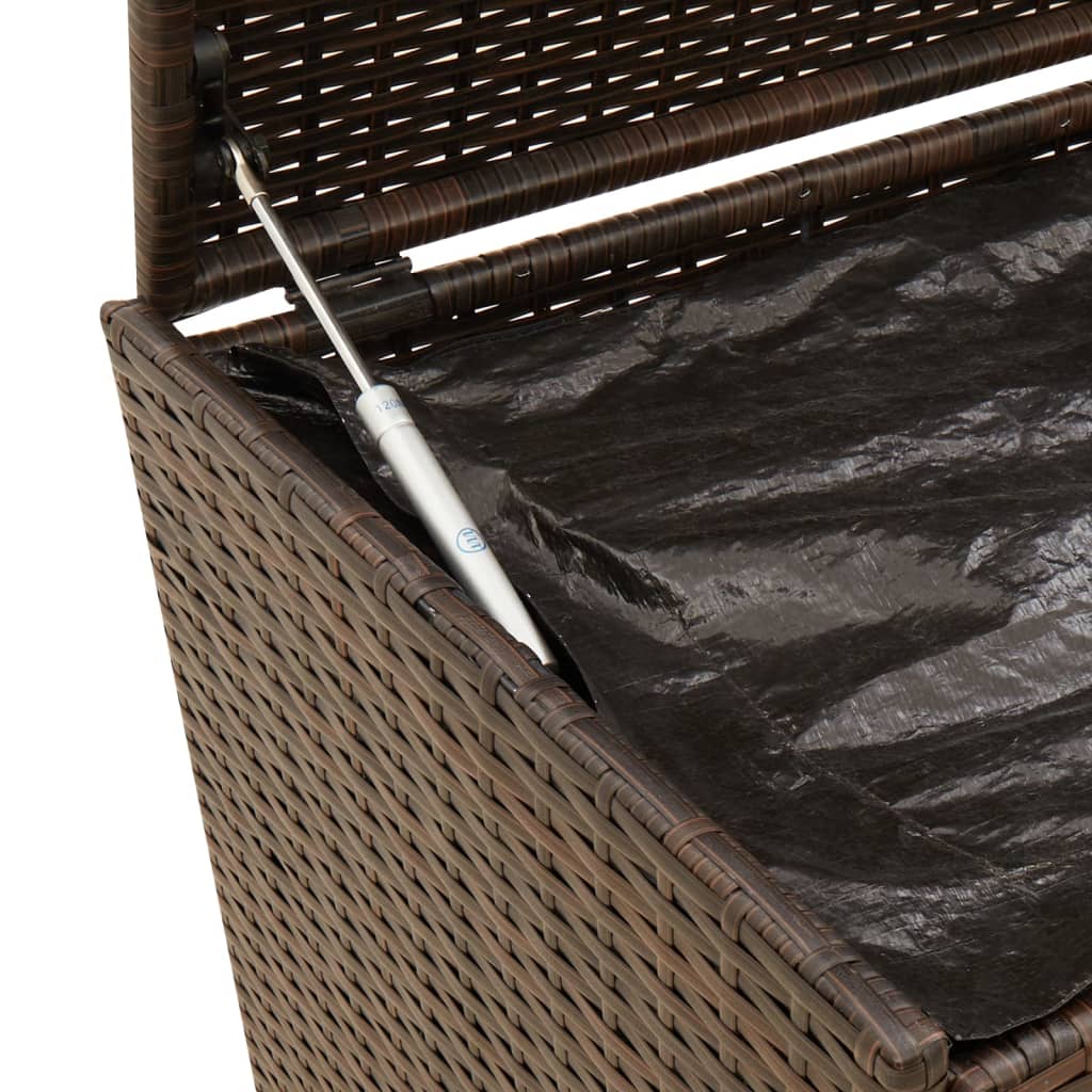 Brown 190L Poly Rattan Garden Storage Box with Wheels