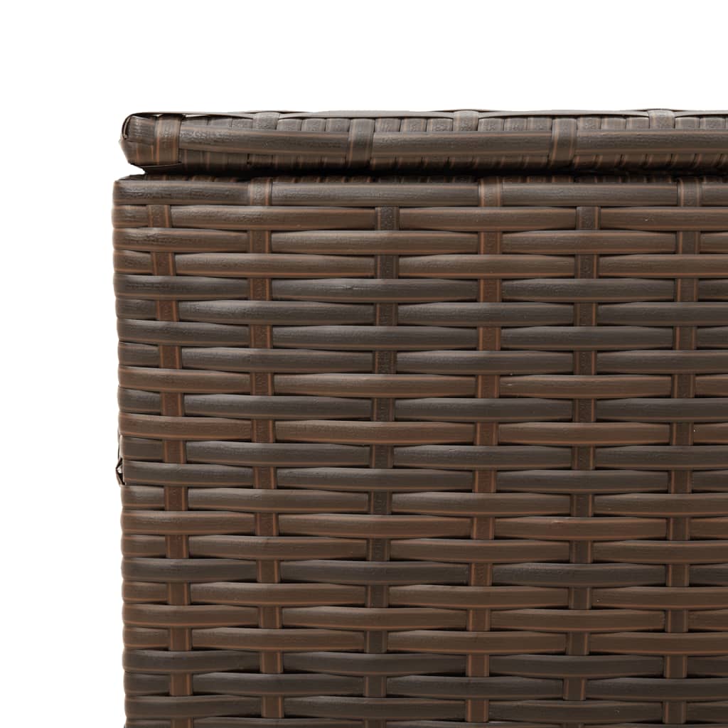 Brown 190L Poly Rattan Garden Storage Box with Wheels