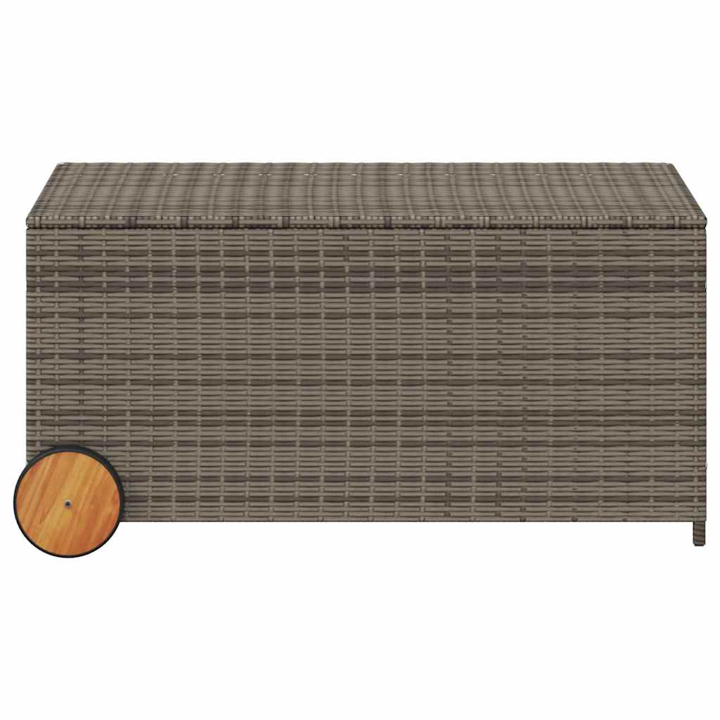 Stylish Grey 190L Poly Rattan Garden Storage Box with Wheels