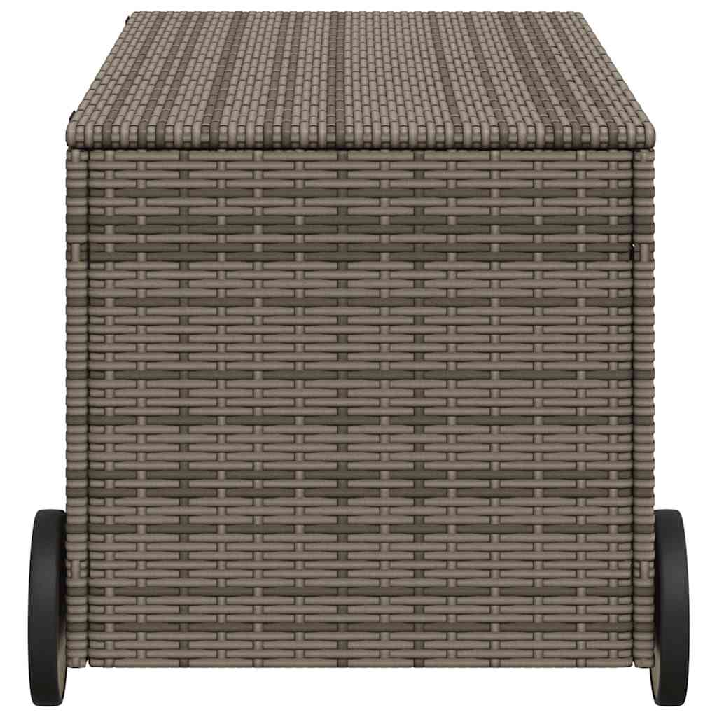 Stylish Grey 190L Poly Rattan Garden Storage Box with Wheels