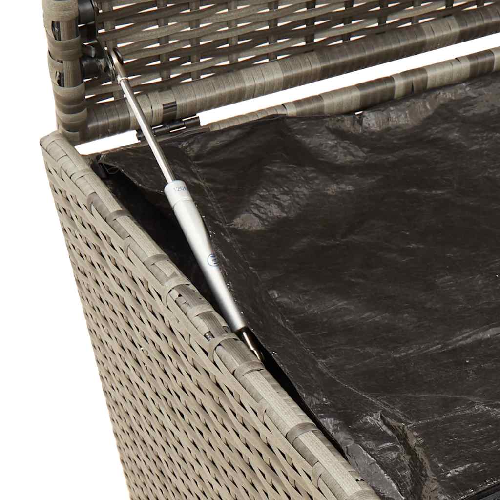 Stylish Grey 190L Poly Rattan Garden Storage Box with Wheels