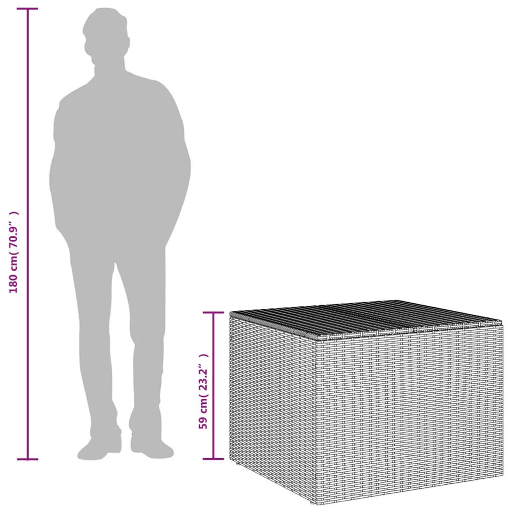 Stylish Grey 291L Poly Rattan Garden Storage Box