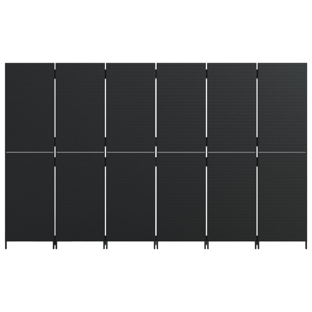 Elegant Black Poly Rattan Room Divider - 6 Panels for Stylish Privacy