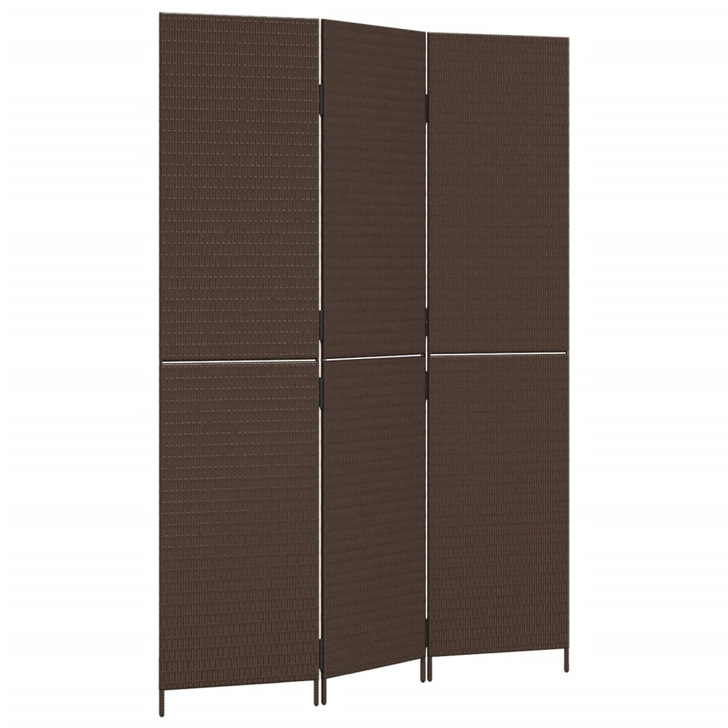 Elegant 3-Panel Brown Poly Rattan Room Divider - Stylish Privacy Solution