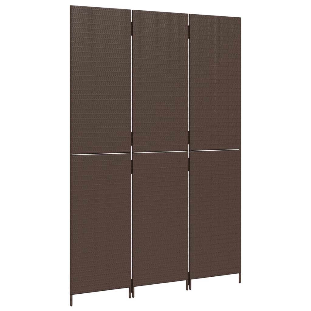 Elegant 3-Panel Brown Poly Rattan Room Divider - Stylish Privacy Solution