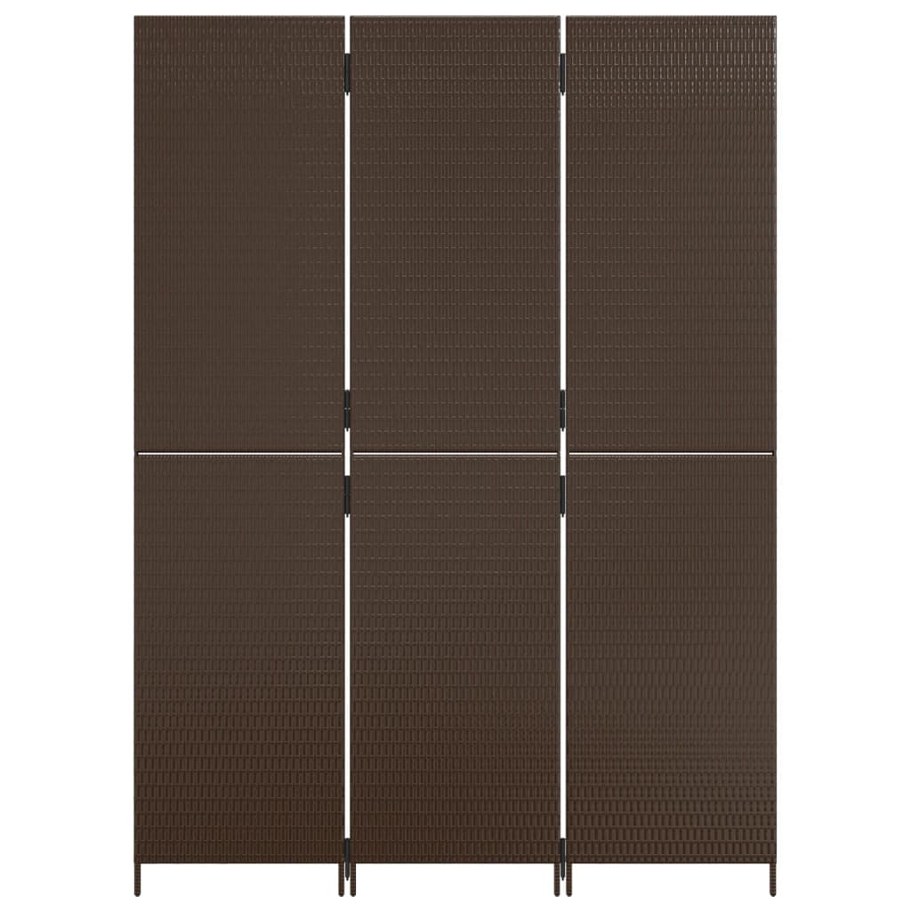 Elegant 3-Panel Brown Poly Rattan Room Divider - Stylish Privacy Solution