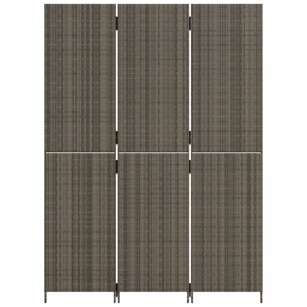 Stylish Grey Poly Rattan 3-Panel Room Divider
