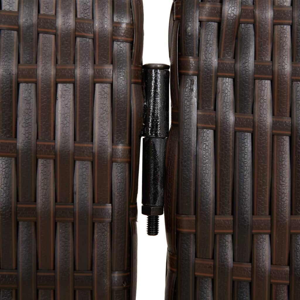 Brown Poly Rattan 5-Panel Room Divider - Stylish Privacy Solution
