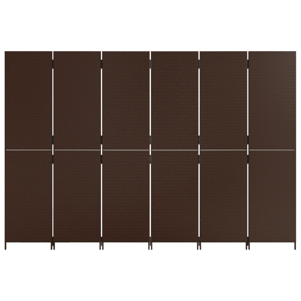 Brown Poly Rattan Room Divider - 6 Panels for Stylish Separation