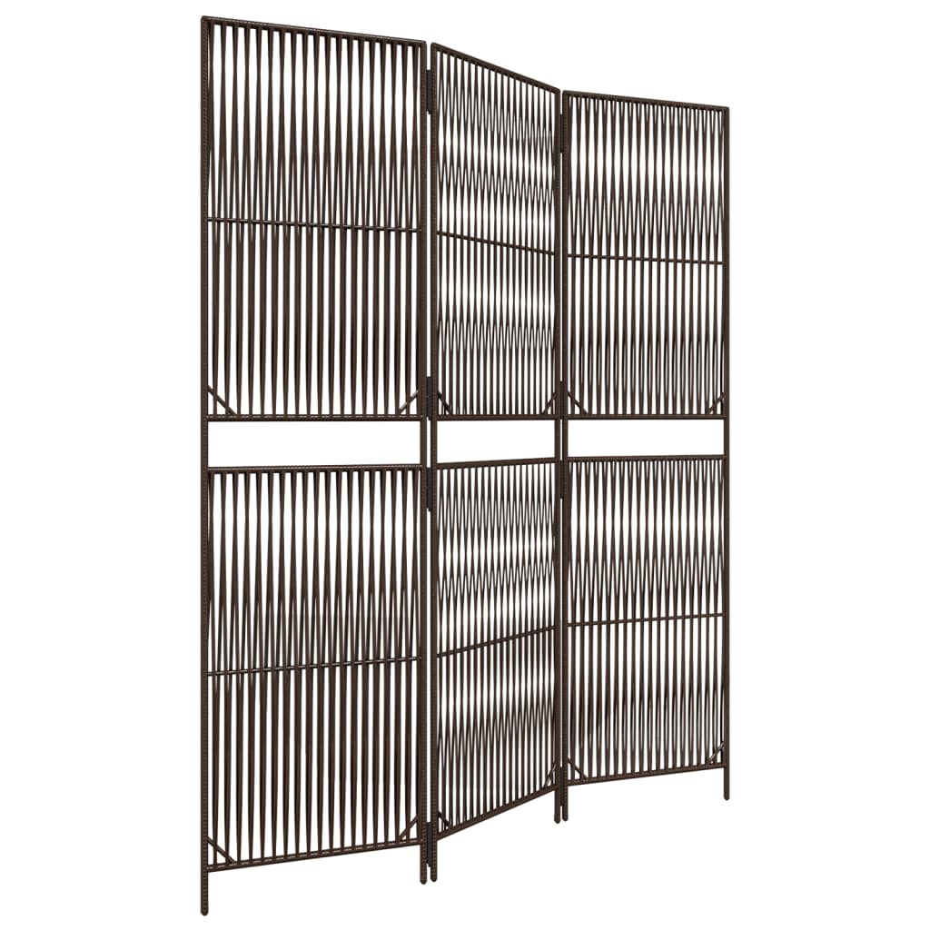 Brown Poly Rattan Room Divider - 3 Panels, Stylish & Durable