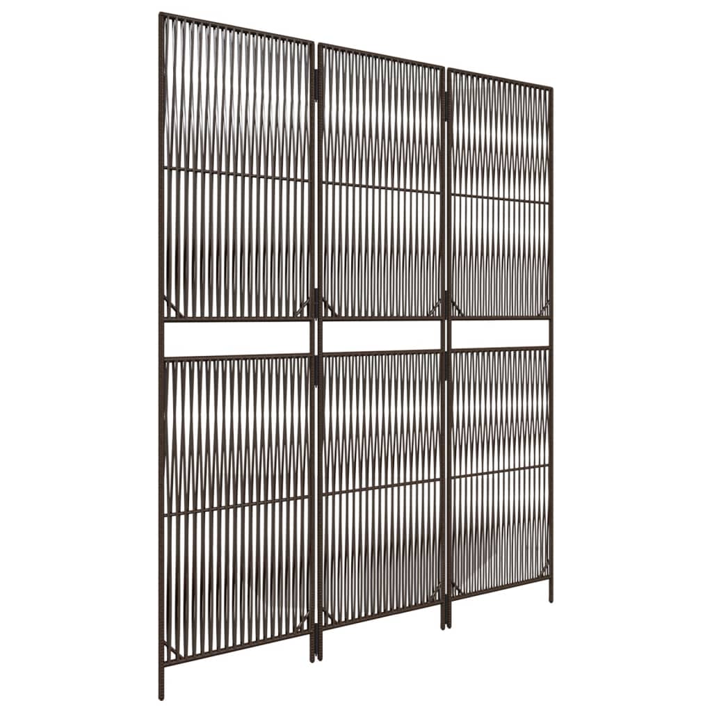 Brown Poly Rattan Room Divider - 3 Panels, Stylish & Durable