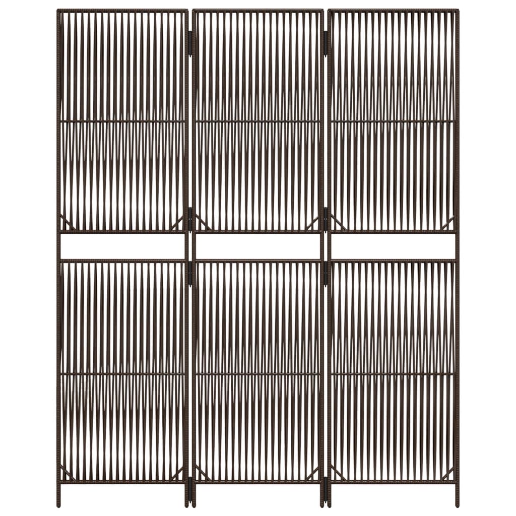 Brown Poly Rattan Room Divider - 3 Panels, Stylish & Durable