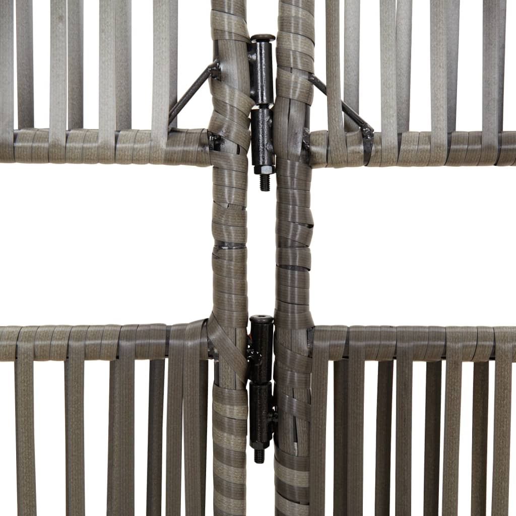 Room Divider 3 Panels Grey Poly Rattan