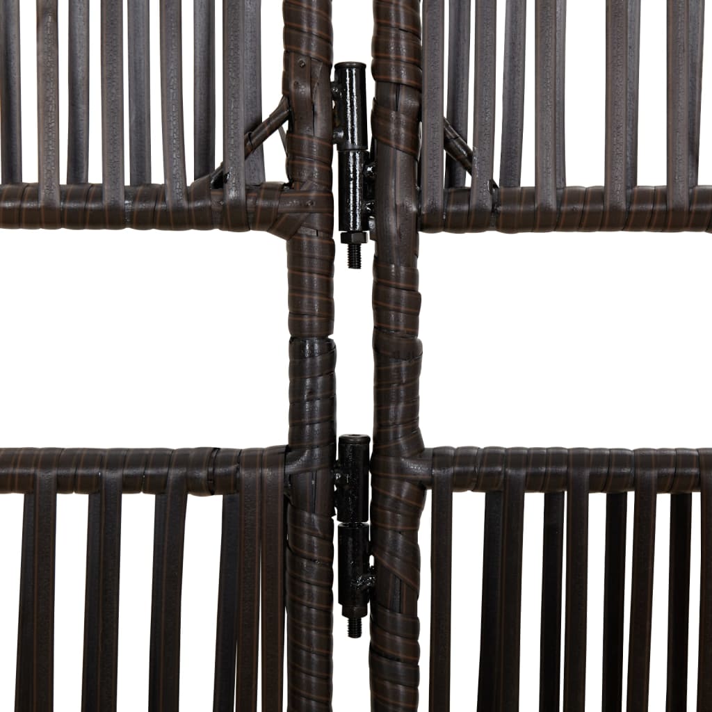 Room Divider 6 Panels Brown Poly Rattan