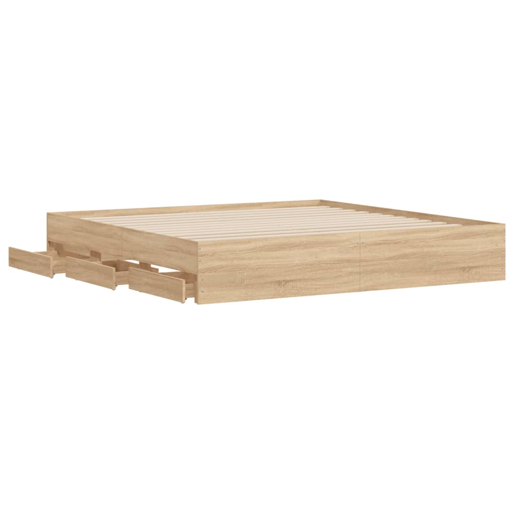 Sonoma Oak Super King Bed Frame 180x200 cm with Drawers